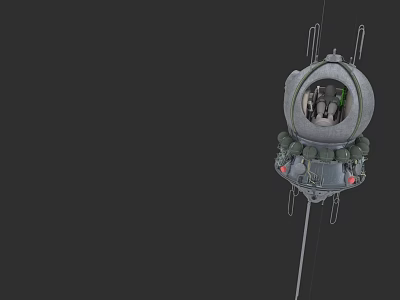 3D Rendered Space Capsule Design With Transparent Dome People Inside And Equipment 3d model