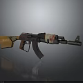 Vintage Assault Rifle With Wooden Stock Red Wrapped Grip And Metal Muzzle Design