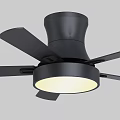 Black Modern Ceiling Fan With LED Light And Silent Blades For Home Use
