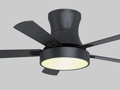 Black Modern Ceiling Fan With LED Light And Silent Blades For Home Use 3d model
