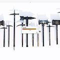 A complete set of ancient warhammer weapons 3d model