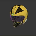 Yellow Safety Helmet With Black Striped Design Chin Strap And Metal Buckles
