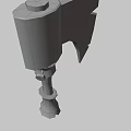Game Style Axe Weapon With Stone Head Wooden Handle And Wrapped Details
