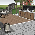 Modern Courtyard Garden Landscape With Building Paved Areas Steps And Greenery