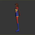 3D Superhero Character With Red Blue Yellow Costume Red Cape And Lightning Symbol