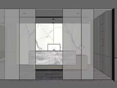 Modern Reception Area With Glass Walls Marble Backdrop And Front Desk Design 3d model