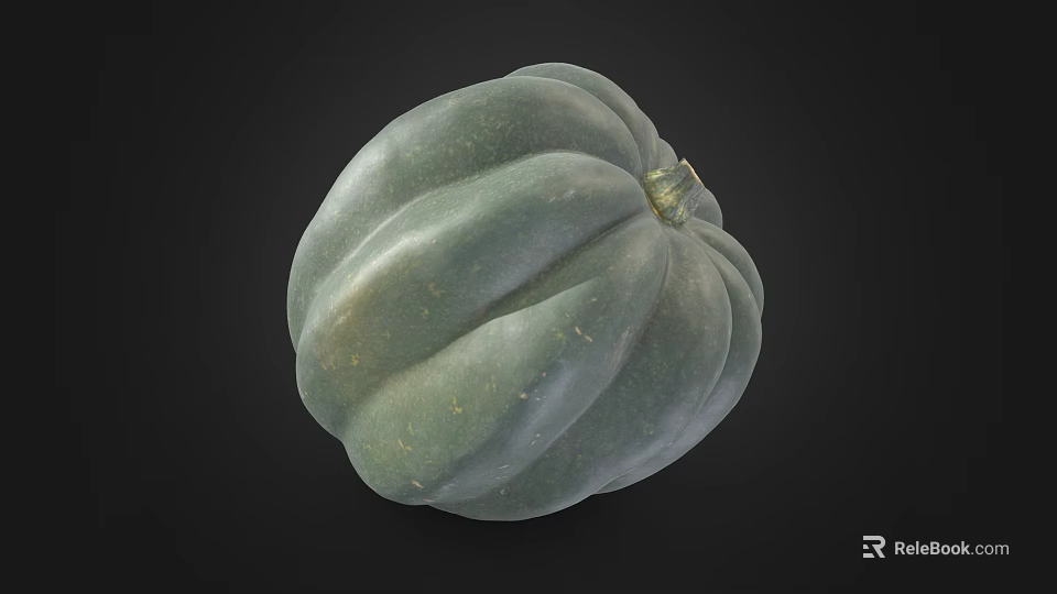 Fresh Green Pumpkin with Distinct Ribbed Texture as Healthy Organic Food Ingredient 3d model 
