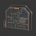 Detailed Rusty Industrial Metal Door Featuring Mechanical Grids Circular Lock And 3D Design