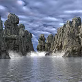 Modern Canyon Through Cliff Crevice 3d model