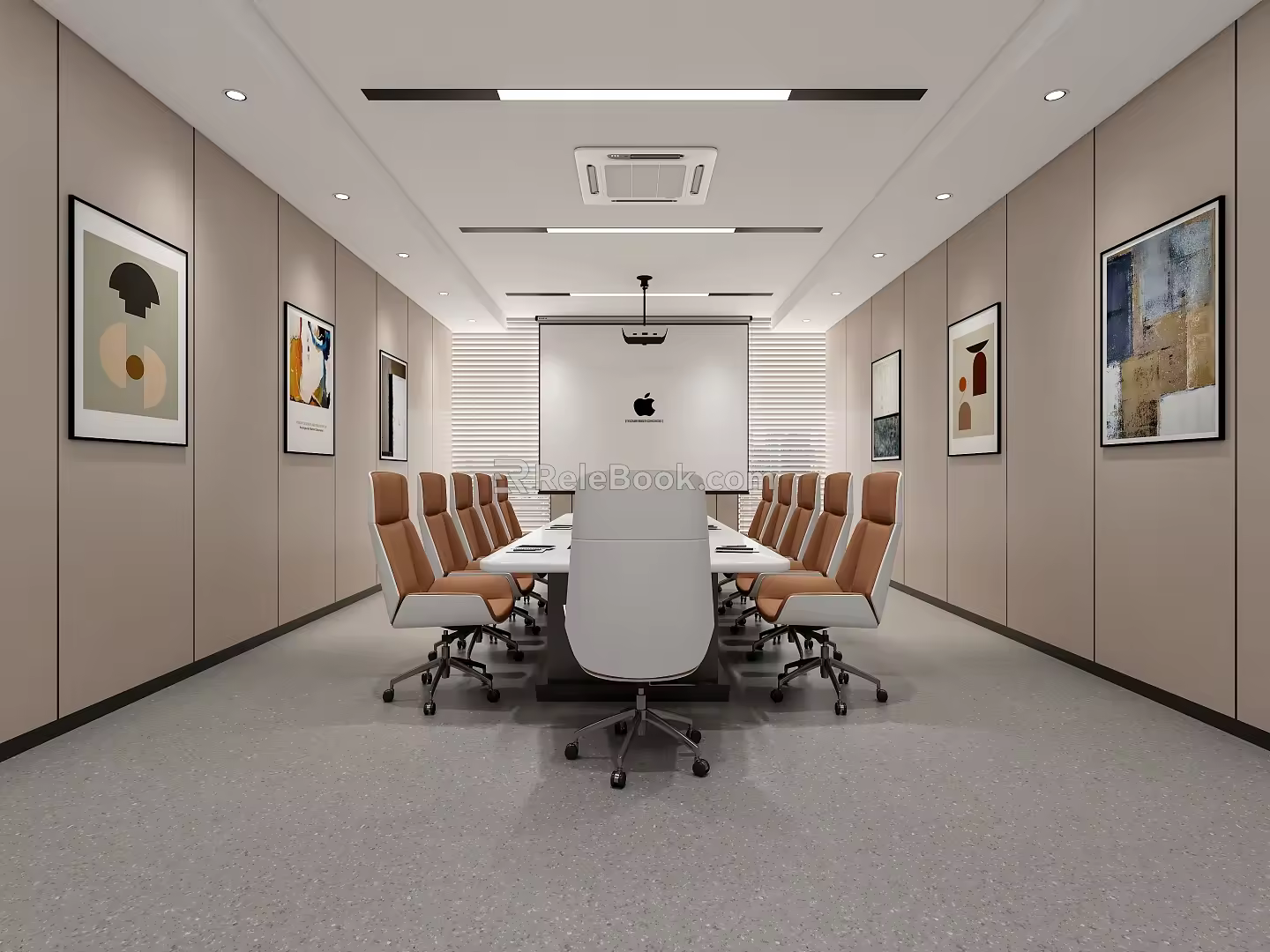 Conference Room Conference Tables and Chairs Decorative Painting Projection 3d model