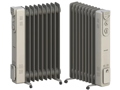 Industrial Electric Radiators With Heating Fins Control Panel And Movable Wheels 3d model