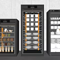 Black Kitchen Appliances Multiple Refrigerated Display Cabinets With Food And Drinks