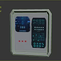 Modern Industrial Control Panel With Silver Frame Blue Digital Screen Buttons And Indicators 3d model