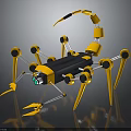 Mechanical Character Scorpion With Yellow Black Robotic Body Multiple Legs And Glowing Eyes