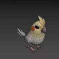 Cute Game Movie Character Parrot With Yellow Crest White And Yellow Feathers And Pink Beak