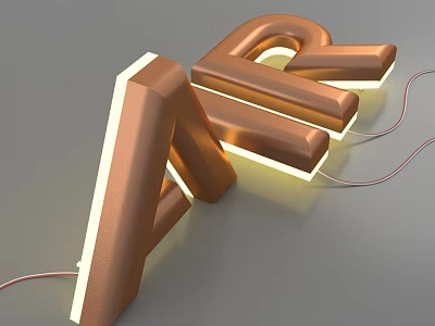 Shopping Mall Store AR 3D Illuminated Metallic Letters Decoration for Retail 3d model