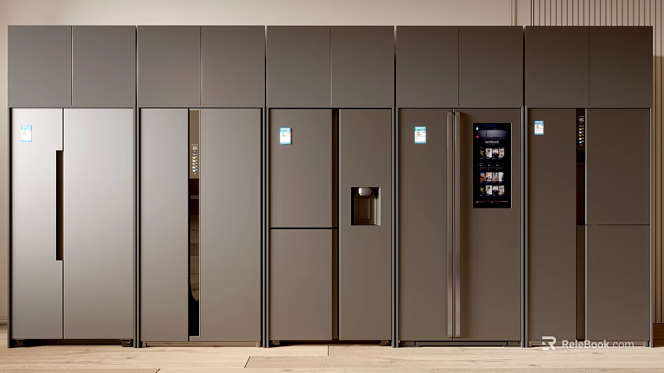 Modern Gray Built in Refrigerators And Freezers With Sleek Design In Row 3d model 