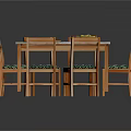 Dining Table Set With Marble Top Six Green Cushioned Chairs Woven Placemat And Fruit Bowl