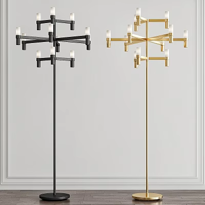 Modern Multi Arm Floor Lamps In Black And Gold Contemporary Design 3d model