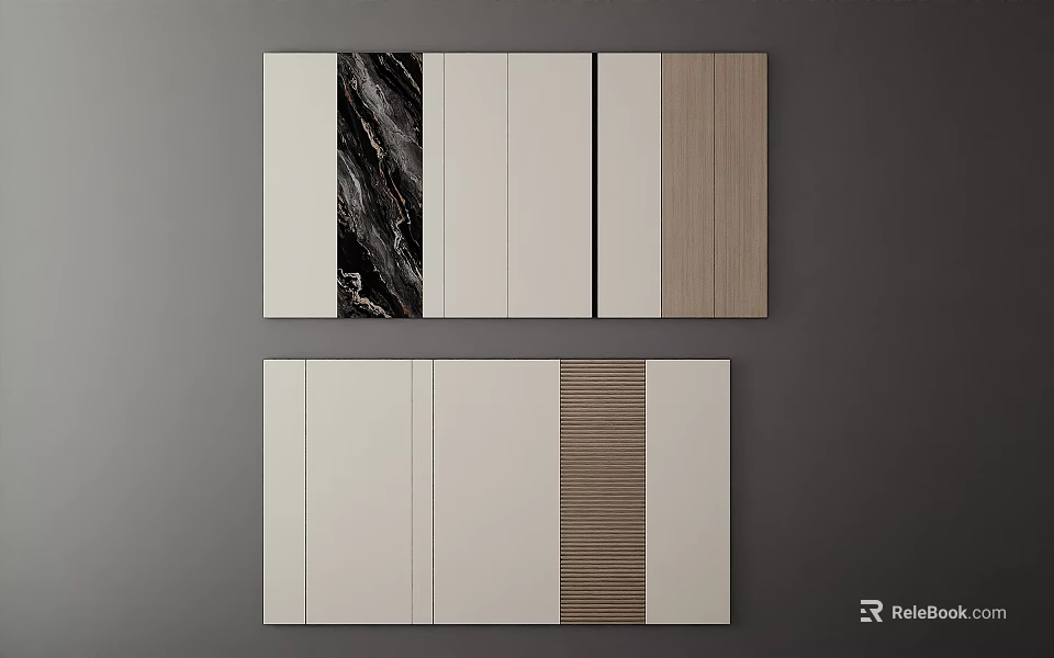 Modern Interior Wall Panel Design Featuring Marble Texture Wood Grain And Smooth Surfaces 3d model