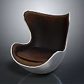 Unique Modern Design Chair With Brown Curved Seat And Silver Metal Frame