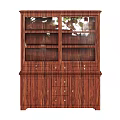 Vintage Wooden Entryway Console Cabinet With Glass Doors Drawers And Metal Handles