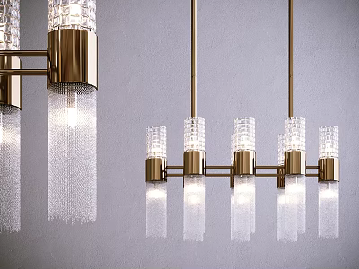 Elegant Modern Golden Chandelier With Transparent Crystal Pendants For Interior Design 3d model
