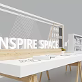 Modern Display Shelves With Geometric Lines And Wooden Accents In Inspiration Space For Retail Items