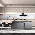 Open kitchen with middle island 3d model