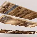 Modern Wooden Ceiling Design With Curved Lines Layered Structure And Natural Texture