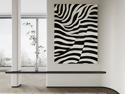 Quiet Abstract Painting Decorative Painting Abstract Hanging Painting Art Hanging Painting Green Plant 3d model