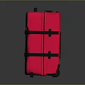 Red Suitcase With Black Straps And Handle For Travel Use 3d model