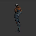 Robot Characters With Different Colored Armor Holding Long Weapons In Standing Pose 3d model
