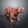 Brown Bear Sculpture In Standing Pose With Open Mouth And Textured Surface