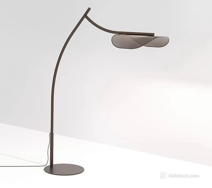 Modern Curved Floor Lamp With Mesh Shade For Indoor Living Space Decor 3d model 