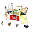 Colorful Kids Playground Equipment With Climbing Net Slide Platform And Swings