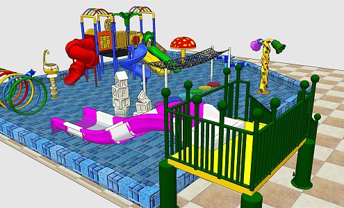 modern amusement equipment children water park slide 3d model