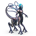 Character and Sci Fi Creature with Multi Limbs Glowing Head and Ethereal Body Design