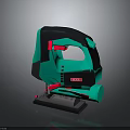 Green And Black Electric Jigsaw Power Tool With Ergonomic Handle And Metal Base