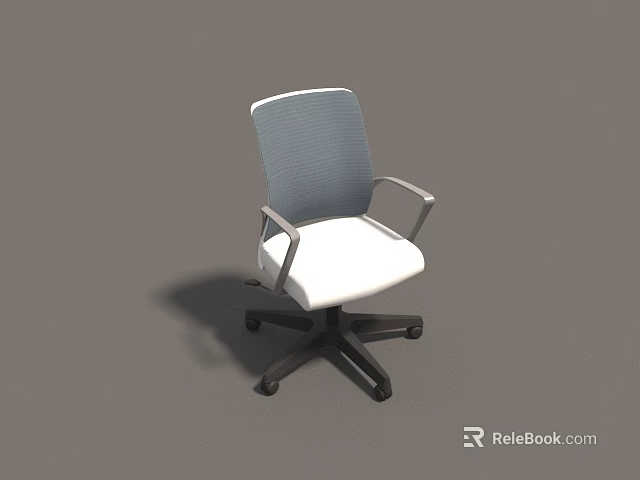 Modern Office Chair With Mesh Backrest White Seat Metal Arms And Wheeled Base 3d model 