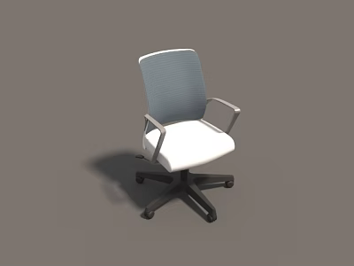 Modern Office Chair With Mesh Backrest White Seat Metal Arms And Wheeled Base 3d model