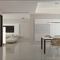 Modern Living Dining Room Interior With Sofa Coffee Table And Cabinets 3d model