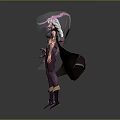 Fantasy Character With Purple Hair Pink Creature Energy And Black Cloak Tattoos