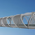 Modern White Bridge with Intricate Lattice Structure Against Blue Sky 3d model