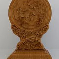 Wooden Carved Decorative Ornament Set With Lotus Pattern And Exquisite Base Design
