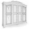 Elegant White Classical Wardrobe With Ornate Carved Details And Multiple Panel Doors