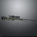 Modern Sniper Rifle With Tactical Scope Long Barrel And Ergonomic Stock