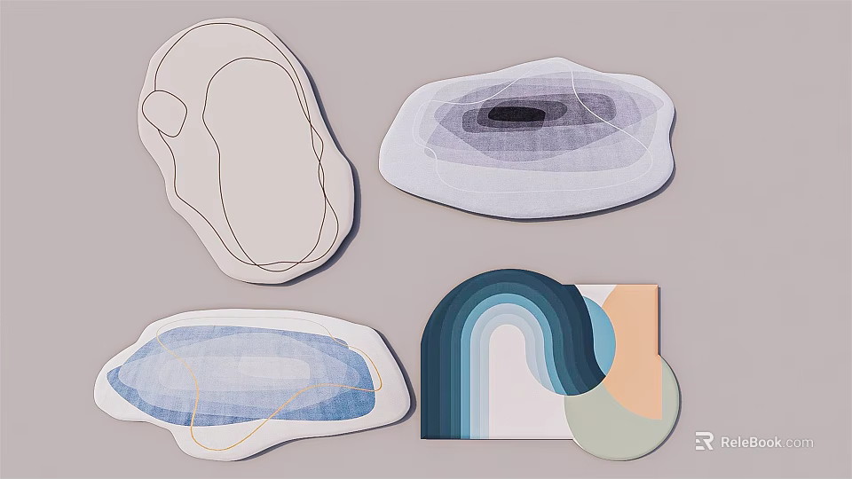 Shaped Rugs With Unique Abstract Geometric And Arched Designs For Modern Home Decor 3d model 