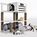 Multi Level Cat Tree With Sisal Posts And Platforms For Indoor Cats Playing 3d model