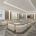 Modern Luxury Jewelry Store Interior With Glass Display Counters And Marble Floors